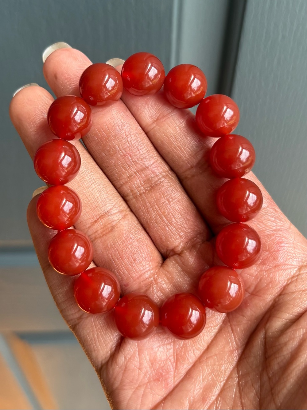 Jumbo Carnelian Crystal Bracelet 14mm - Picture 8 of 9